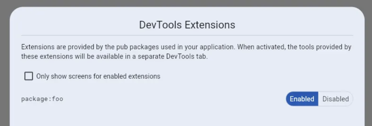 DevTools Extensions menu