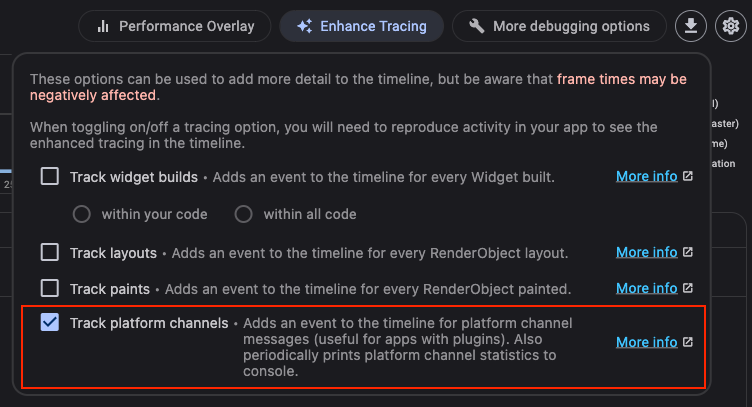 Track platform channels setting