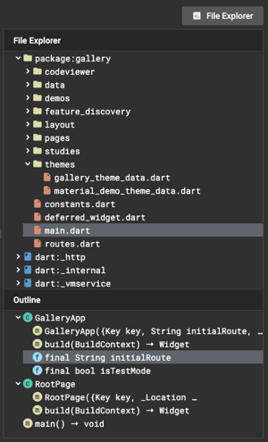 Outline view selected library